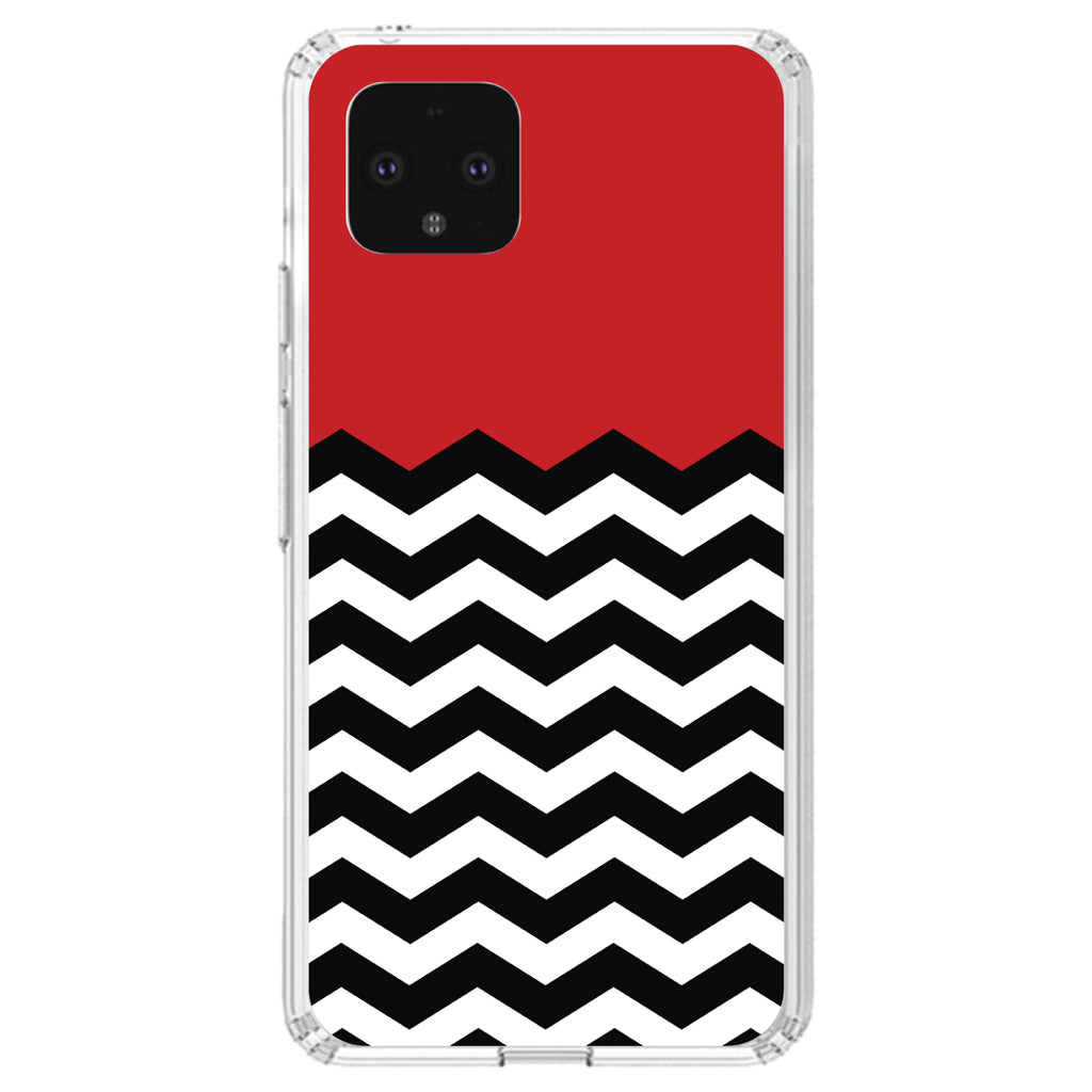 Black White Red Chevron Clear Shockproof iPhone Case, view 23