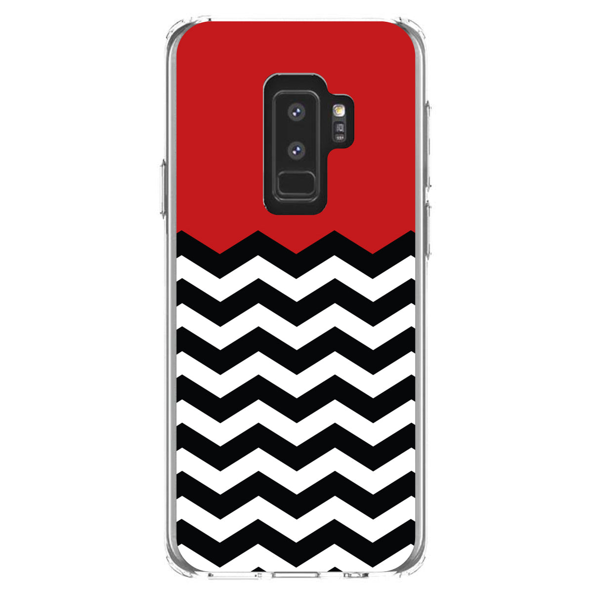 Black White Red Chevron Clear Shockproof iPhone Case, view 20