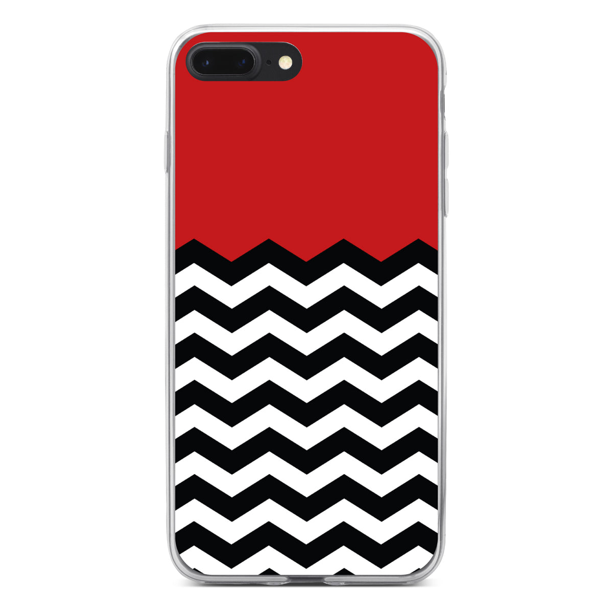 Black White Red Chevron Clear Shockproof iPhone Case, view 6