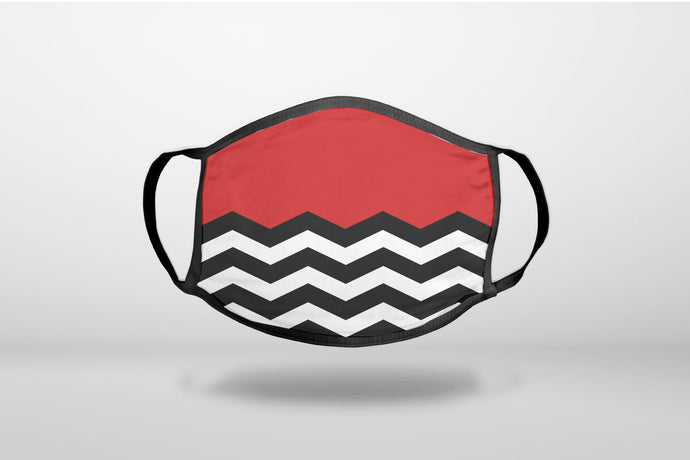 Black White Red Chevron - 3-Ply Reusable Soft Face Mask Covering, Unisex, Cotton Inner Layer