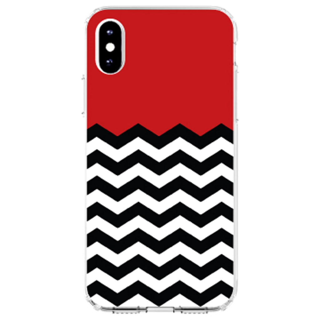 Black White Red Chevron Clear Shockproof iPhone Case, view 3