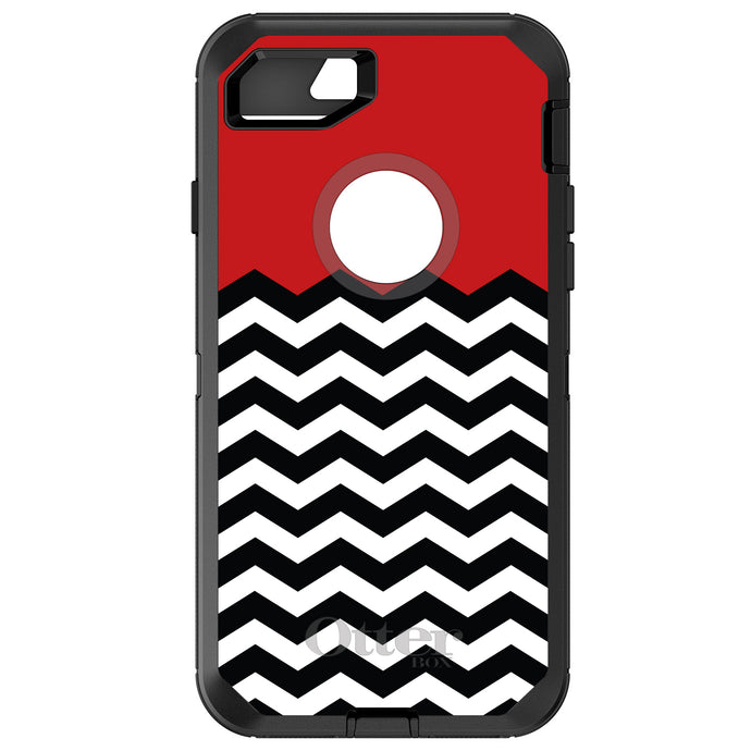 DistinctInk™ OtterBox Defender Series Case for Apple iPhone / Samsung Galaxy / Google Pixel - Black White Red Chevron