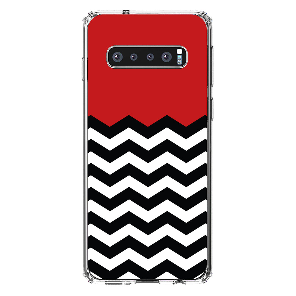 Black White Red Chevron Clear Shockproof iPhone Case, view 17