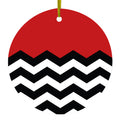 Black White Red Chevron Ceramic Ornament
