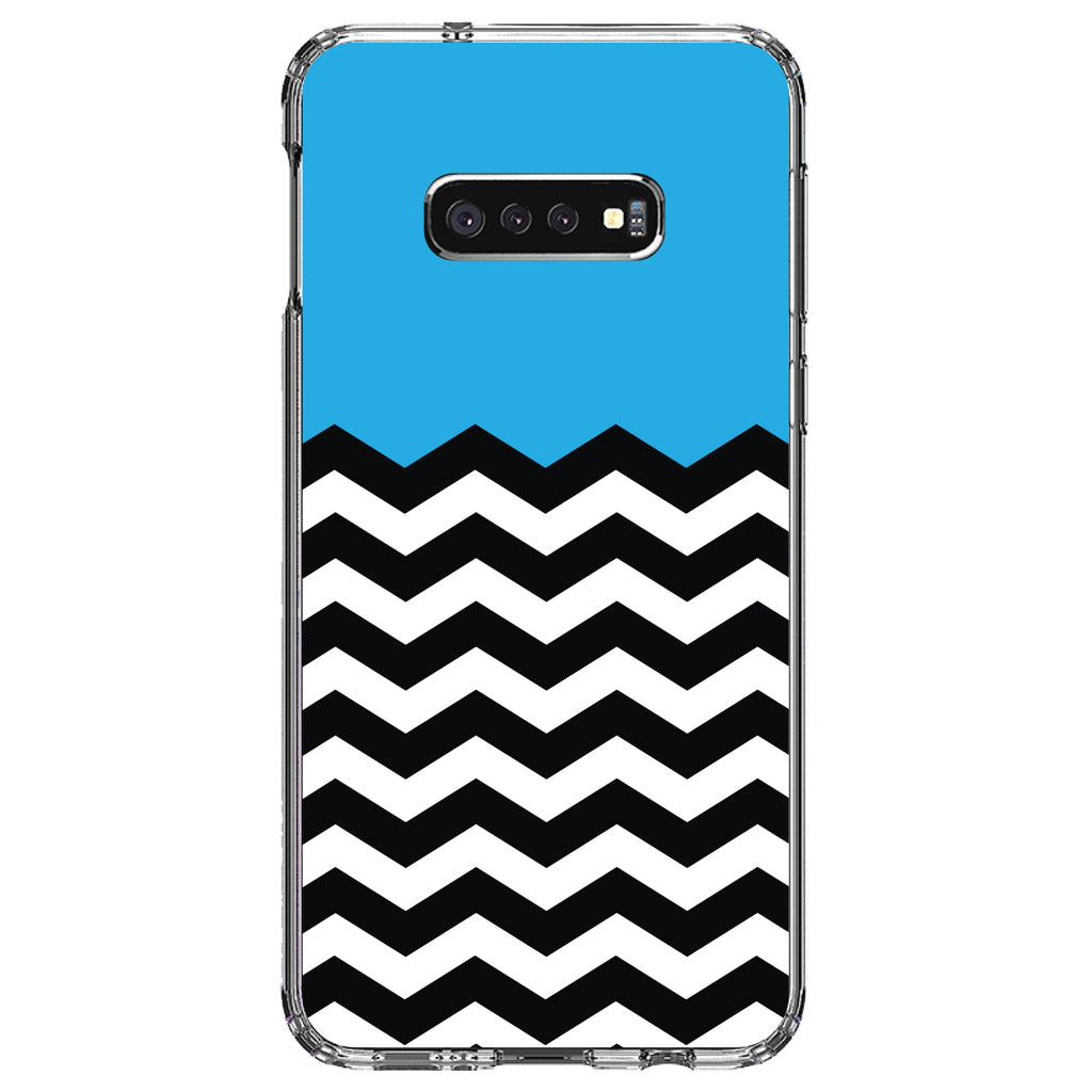 Black White Cyan Blue Chevron Clear Shockproof iPhone Case, view 18