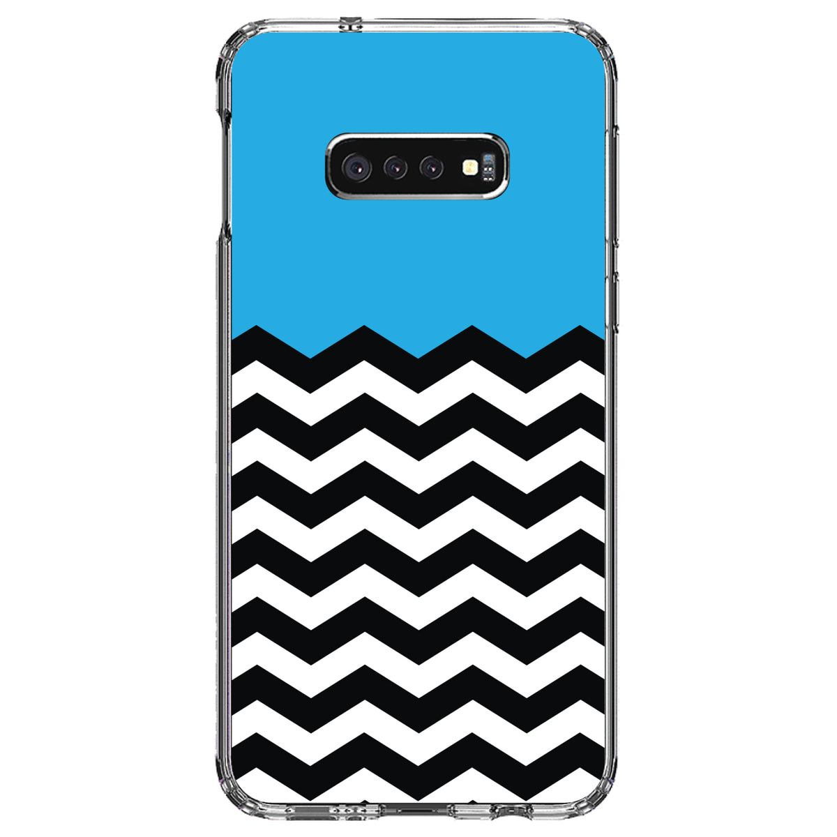 Black White Cyan Blue Chevron Clear Shockproof iPhone Case, view 18