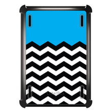 DistinctInk™ OtterBox Defender Series Case for Apple iPad / iPad Pro / iPad Air / iPad Mini - Black White Cyan Blue Chevron