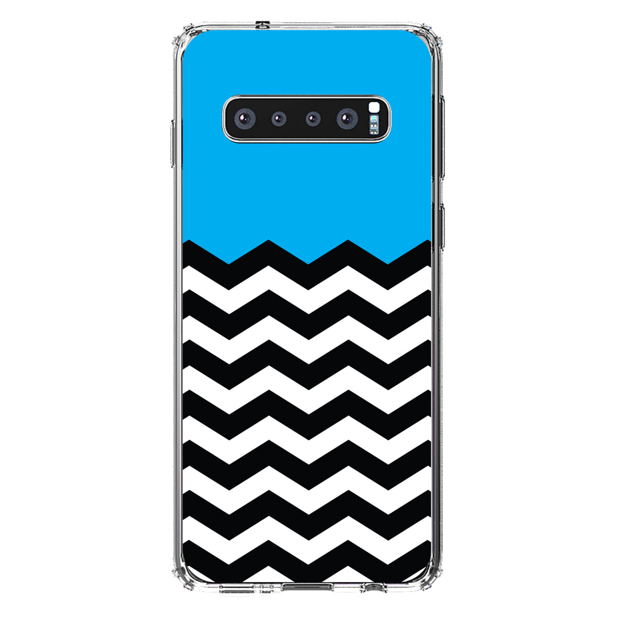 Black White Cyan Blue Chevron Clear Shockproof iPhone Case, view 16