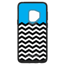 DistinctInk™ OtterBox Symmetry Series Case for Apple iPhone / Samsung Galaxy / Google Pixel - Black White Cyan Blue Chevron