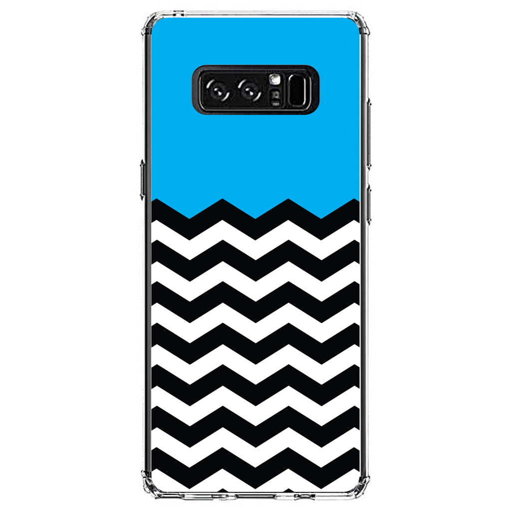 Black White Cyan Blue Chevron Clear Shockproof iPhone Case, view 12