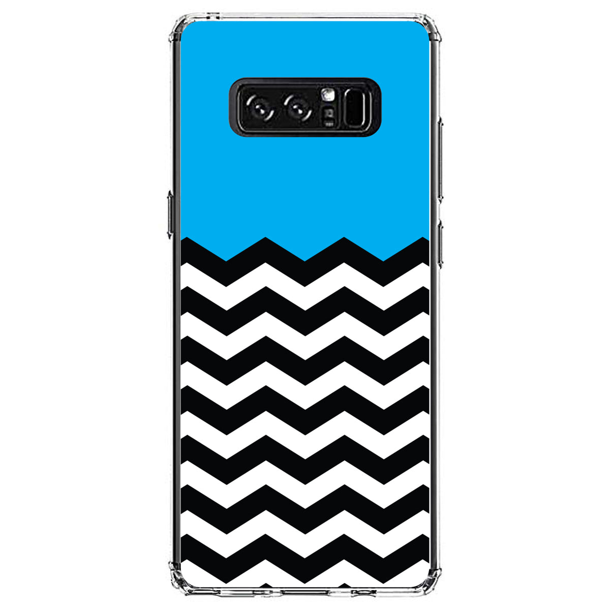 Black White Cyan Blue Chevron Clear Shockproof iPhone Case, view 12