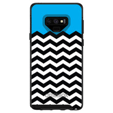 DistinctInk™ OtterBox Symmetry Series Case for Apple iPhone / Samsung Galaxy / Google Pixel - Black White Cyan Blue Chevron
