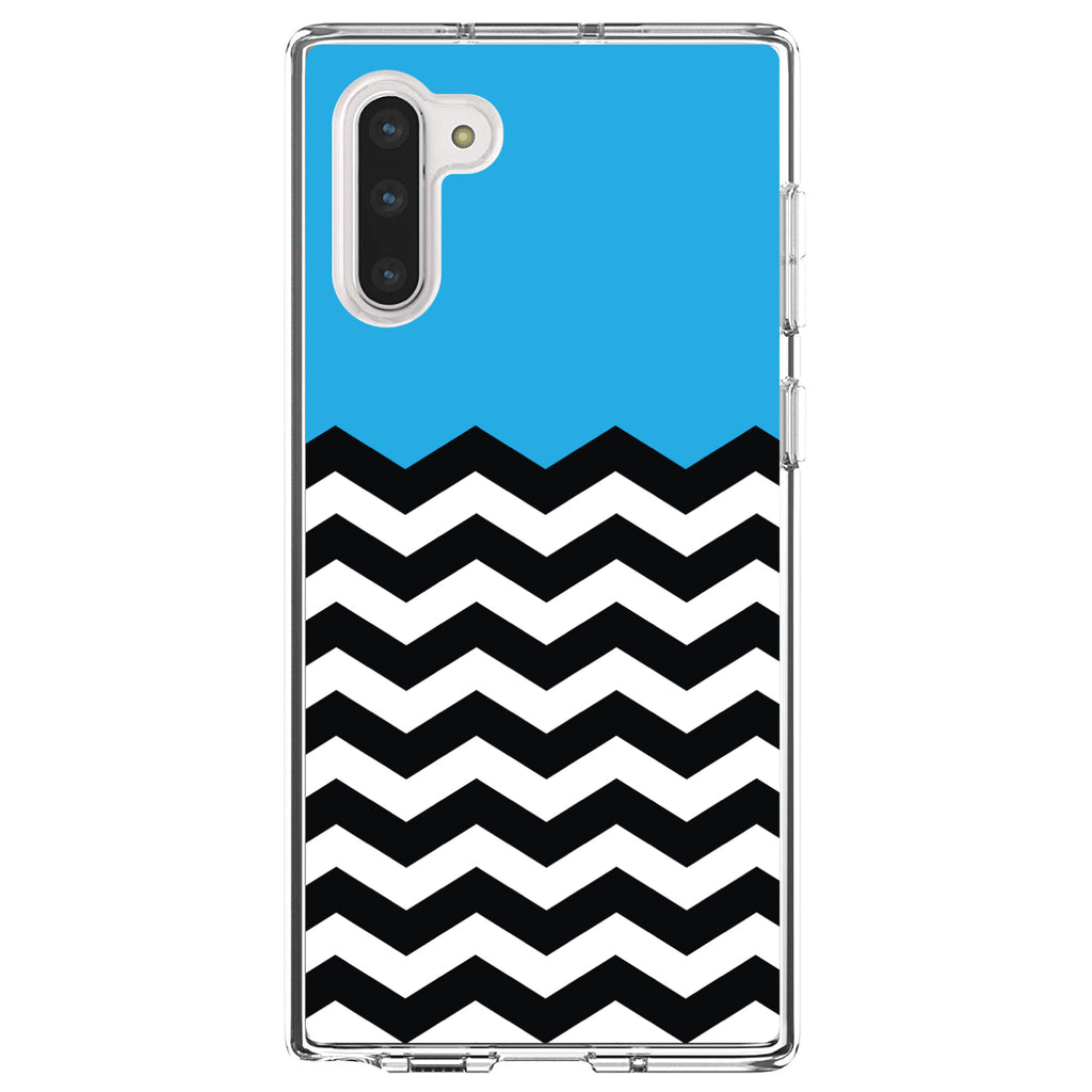 Black White Cyan Blue Chevron Clear Shockproof iPhone Case, view 9