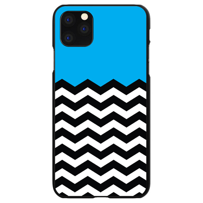 DistinctInk® Hard Plastic Snap-On Case for Apple iPhone or Samsung Galaxy - Black White Cyan Blue Chevron