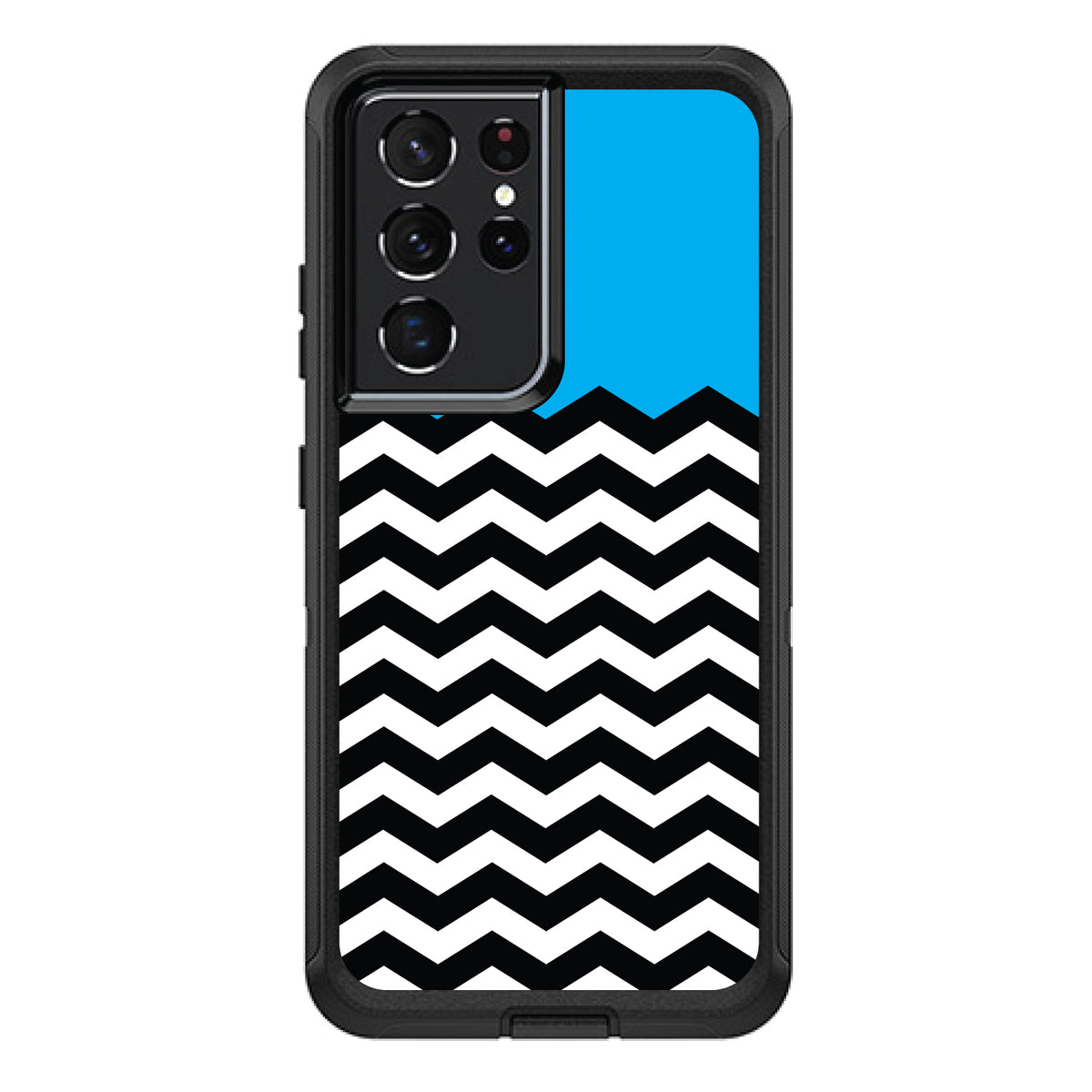 Black White Cyan Blue Chevron OtterBox Defender Case for iPhone & Galaxy, view 7