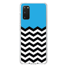 DistinctInk® Clear Shockproof Hybrid Case for Apple iPhone / Samsung Galaxy / Google Pixel - Black White Cyan Blue Chevron