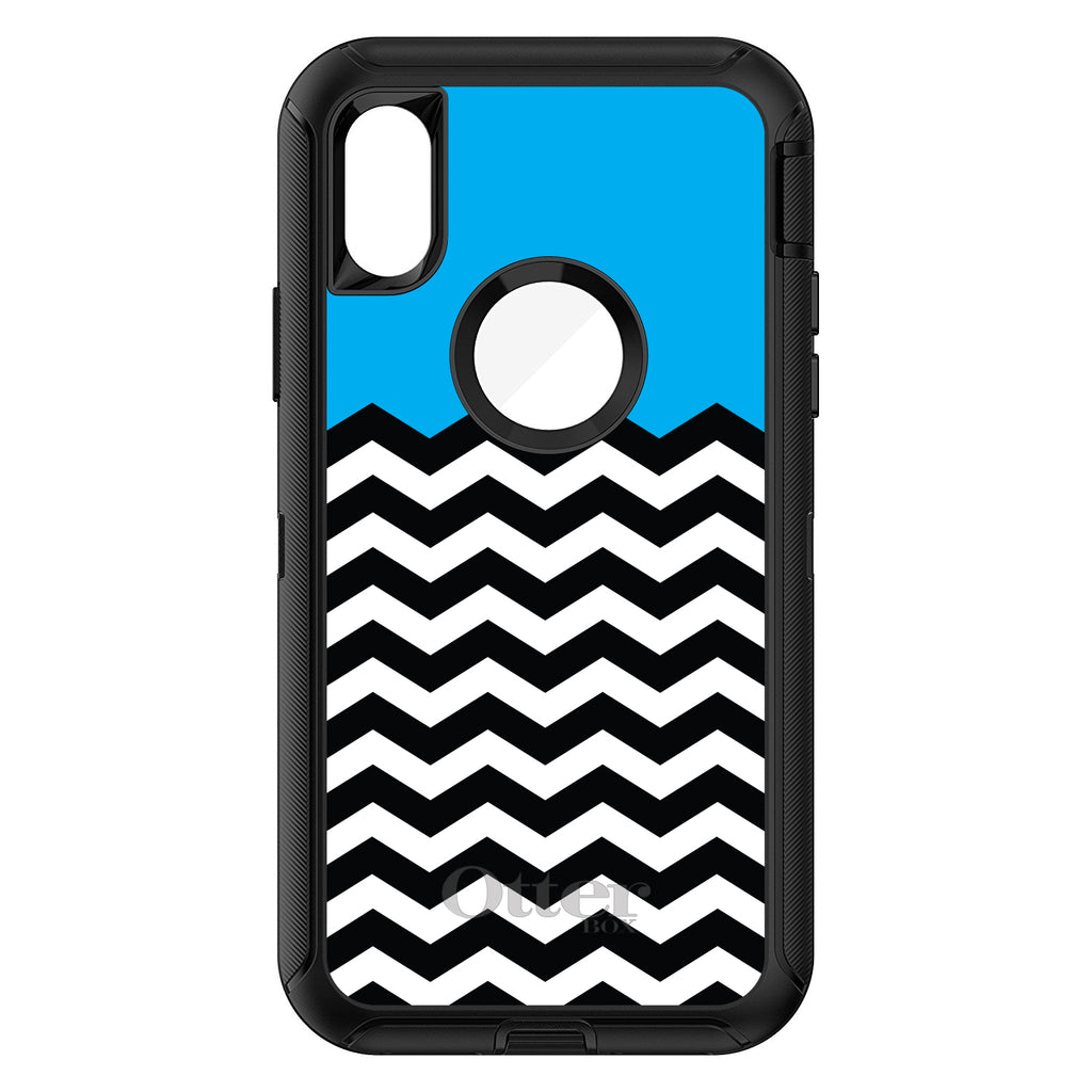 Black White Cyan Blue Chevron OtterBox Defender Case for iPhone & Galaxy, view 3