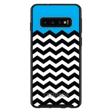 DistinctInk™ OtterBox Symmetry Series Case for Apple iPhone / Samsung Galaxy / Google Pixel - Black White Cyan Blue Chevron