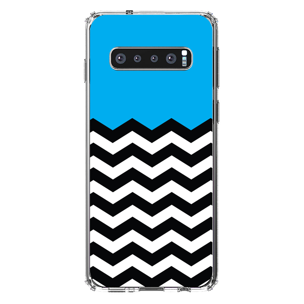 Black White Cyan Blue Chevron Clear Shockproof iPhone Case, view 17