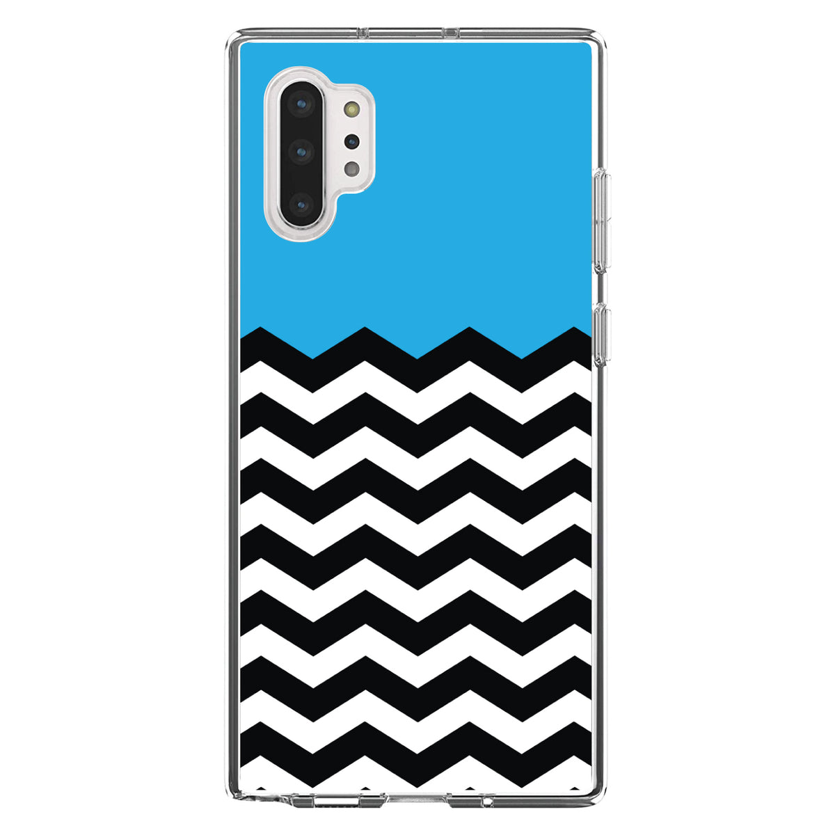Black White Cyan Blue Chevron Clear Shockproof iPhone Case, view 10
