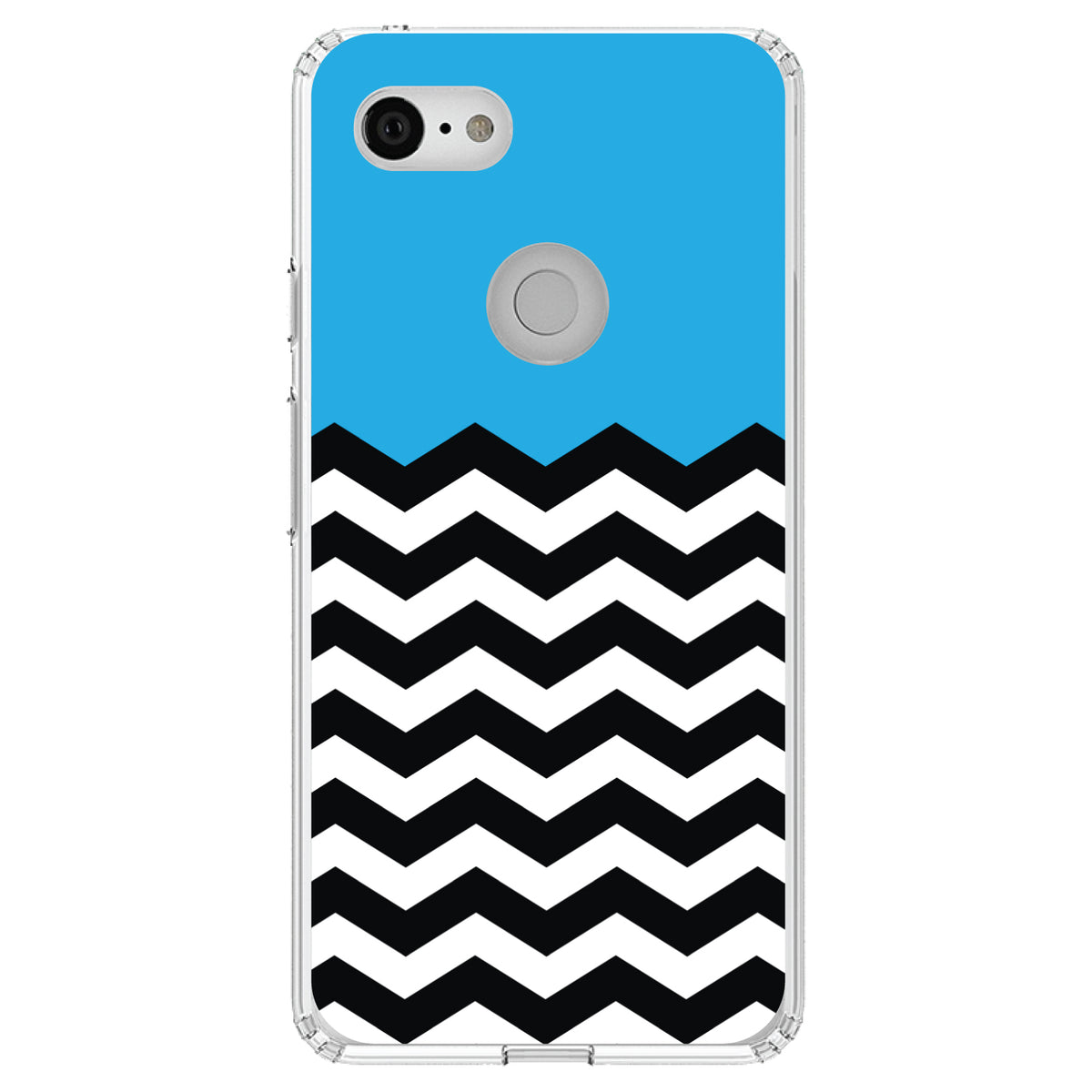Black White Cyan Blue Chevron Clear Shockproof iPhone Case, view 21