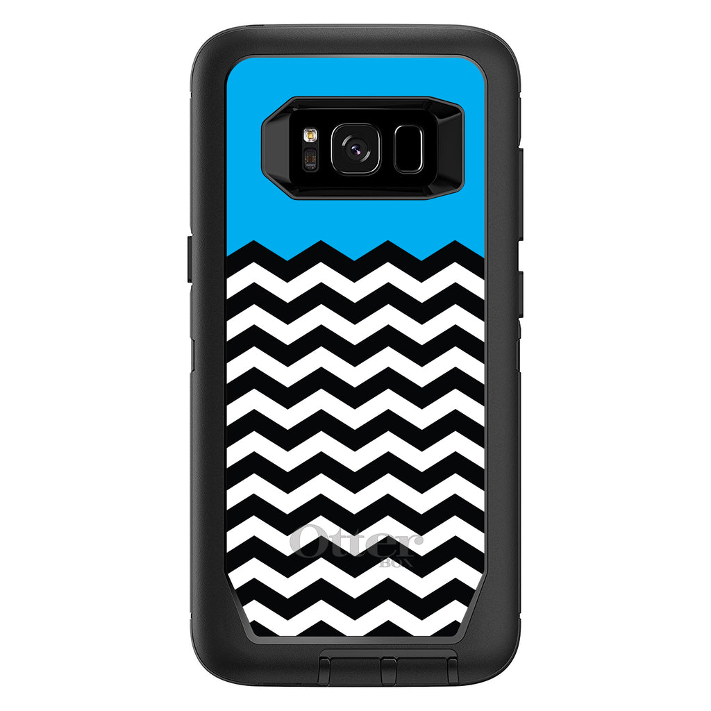 Black White Cyan Blue Chevron OtterBox Defender Case for iPhone & Galaxy, view 12