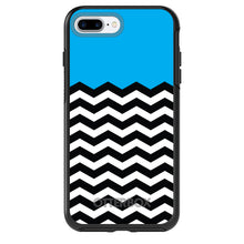 DistinctInk™ OtterBox Symmetry Series Case for Apple iPhone / Samsung Galaxy / Google Pixel - Black White Cyan Blue Chevron