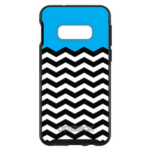 DistinctInk™ OtterBox Symmetry Series Case for Apple iPhone / Samsung Galaxy / Google Pixel - Black White Cyan Blue Chevron