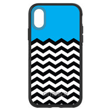 DistinctInk™ OtterBox Symmetry Series Case for Apple iPhone / Samsung Galaxy / Google Pixel - Black White Cyan Blue Chevron
