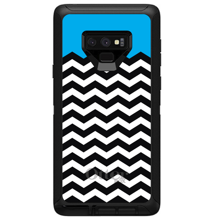 Black White Cyan Blue Chevron OtterBox Defender Case for iPhone & Galaxy, view 16