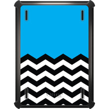 DistinctInk™ OtterBox Defender Series Case for Apple iPad / iPad Pro / iPad Air / iPad Mini - Black White Cyan Blue Chevron