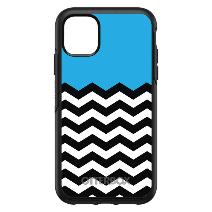 DistinctInk™ OtterBox Symmetry Series Case for Apple iPhone / Samsung Galaxy / Google Pixel - Black White Cyan Blue Chevron