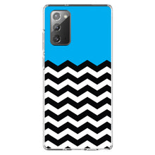 DistinctInk® Clear Shockproof Hybrid Case for Apple iPhone / Samsung Galaxy / Google Pixel - Black White Cyan Blue Chevron