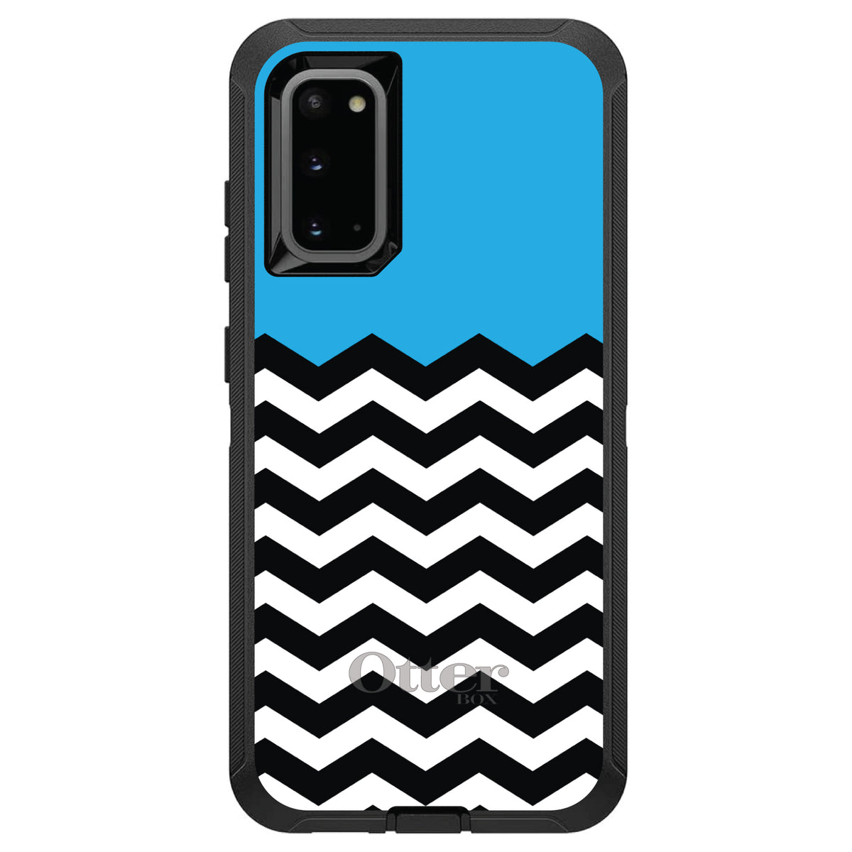 Black White Cyan Blue Chevron OtterBox Defender Case for iPhone & Galaxy, view 8