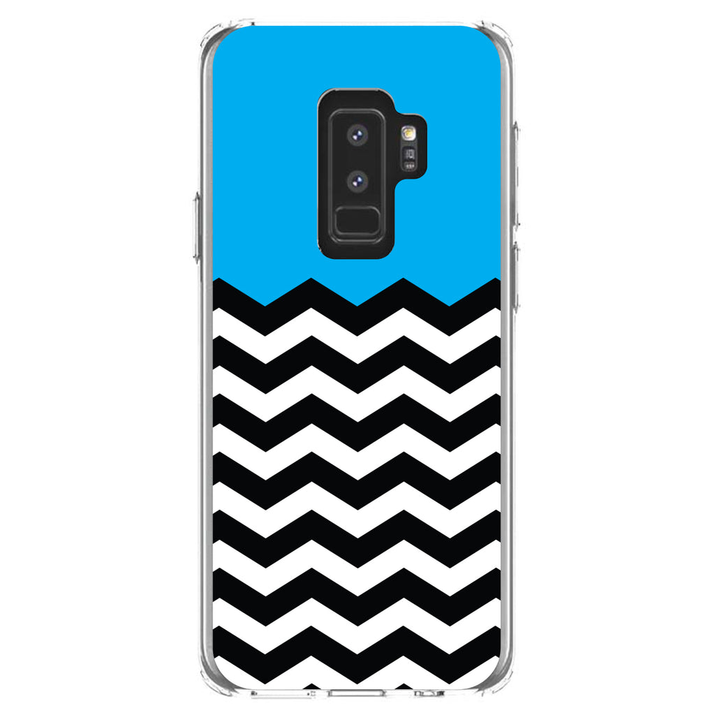 Black White Cyan Blue Chevron Clear Shockproof iPhone Case, view 20