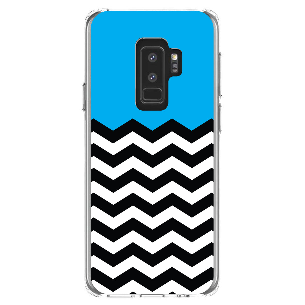 Black White Cyan Blue Chevron Clear Shockproof iPhone Case, view 20