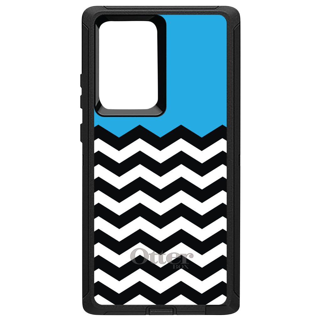 Black White Cyan Blue Chevron OtterBox Defender Case for iPhone & Galaxy, view 13