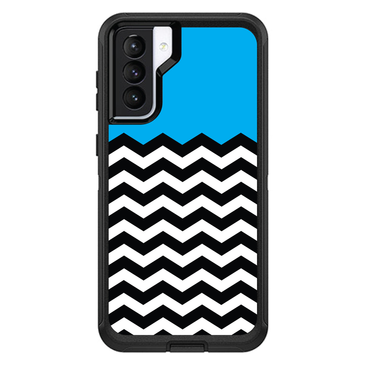 Black White Cyan Blue Chevron OtterBox Defender Case for iPhone & Galaxy, view 6