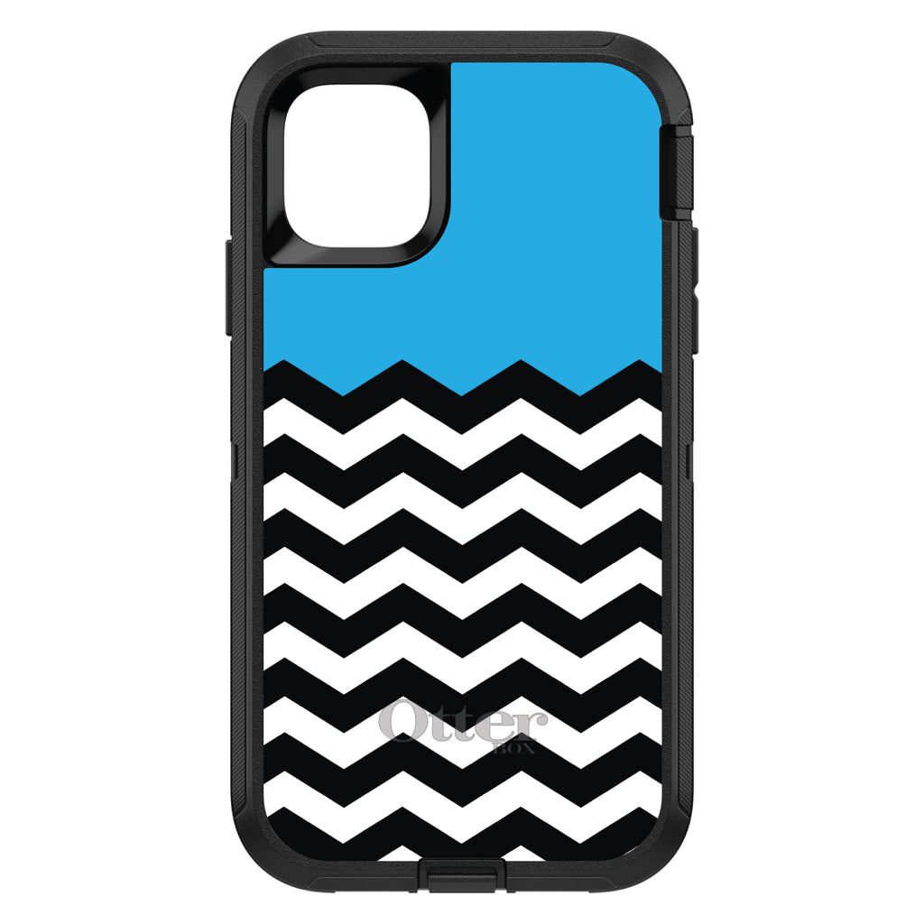 Black White Cyan Blue Chevron OtterBox Defender Case for iPhone & Galaxy, view 2