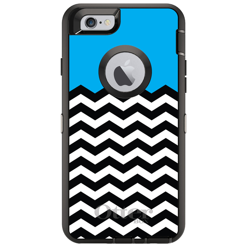 Black White Cyan Blue Chevron OtterBox Defender Case for iPhone & Galaxy, view 4