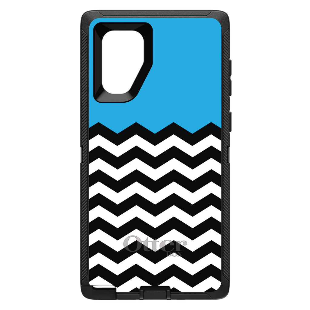 Black White Cyan Blue Chevron OtterBox Defender Case for iPhone & Galaxy, view 15