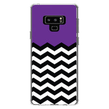 DistinctInk® Clear Shockproof Hybrid Case for Apple iPhone / Samsung Galaxy / Google Pixel - Black White Purple Chevron