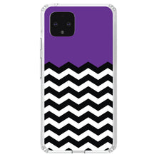 DistinctInk® Clear Shockproof Hybrid Case for Apple iPhone / Samsung Galaxy / Google Pixel - Black White Purple Chevron