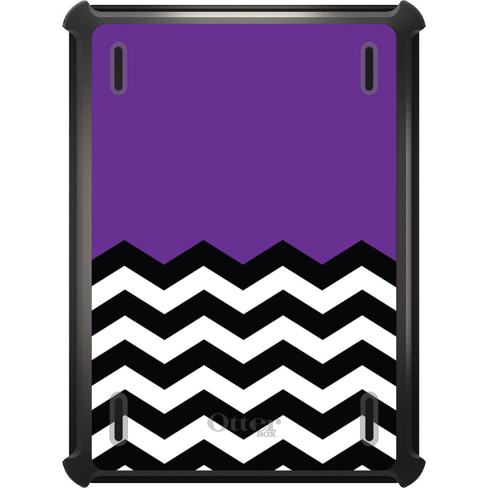 DistinctInk™ OtterBox Defender Series Case for Apple iPad / iPad Pro / iPad Air / iPad Mini - Black White Purple Chevron
