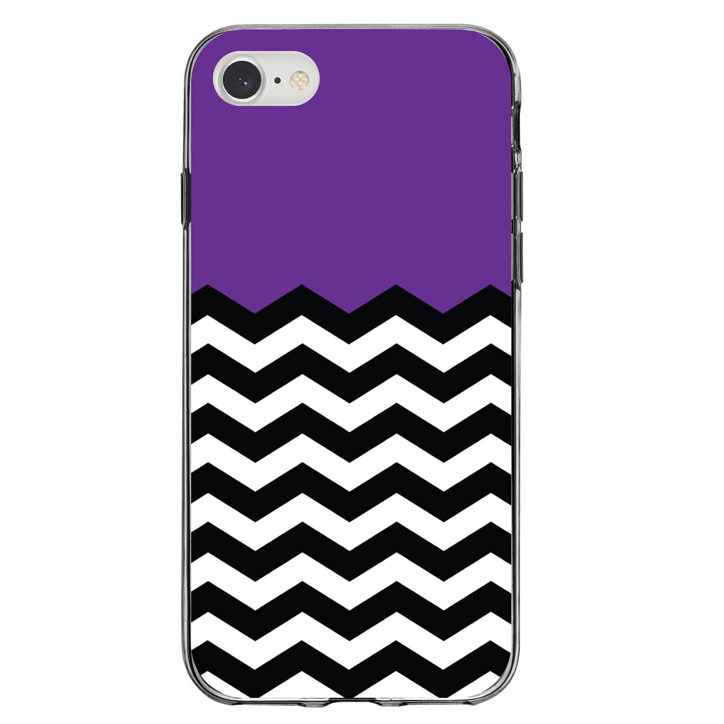 Black White Purple Chevron Clear Shockproof iPhone Case, view 5