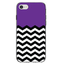 DistinctInk® Clear Shockproof Hybrid Case for Apple iPhone / Samsung Galaxy / Google Pixel - Black White Purple Chevron