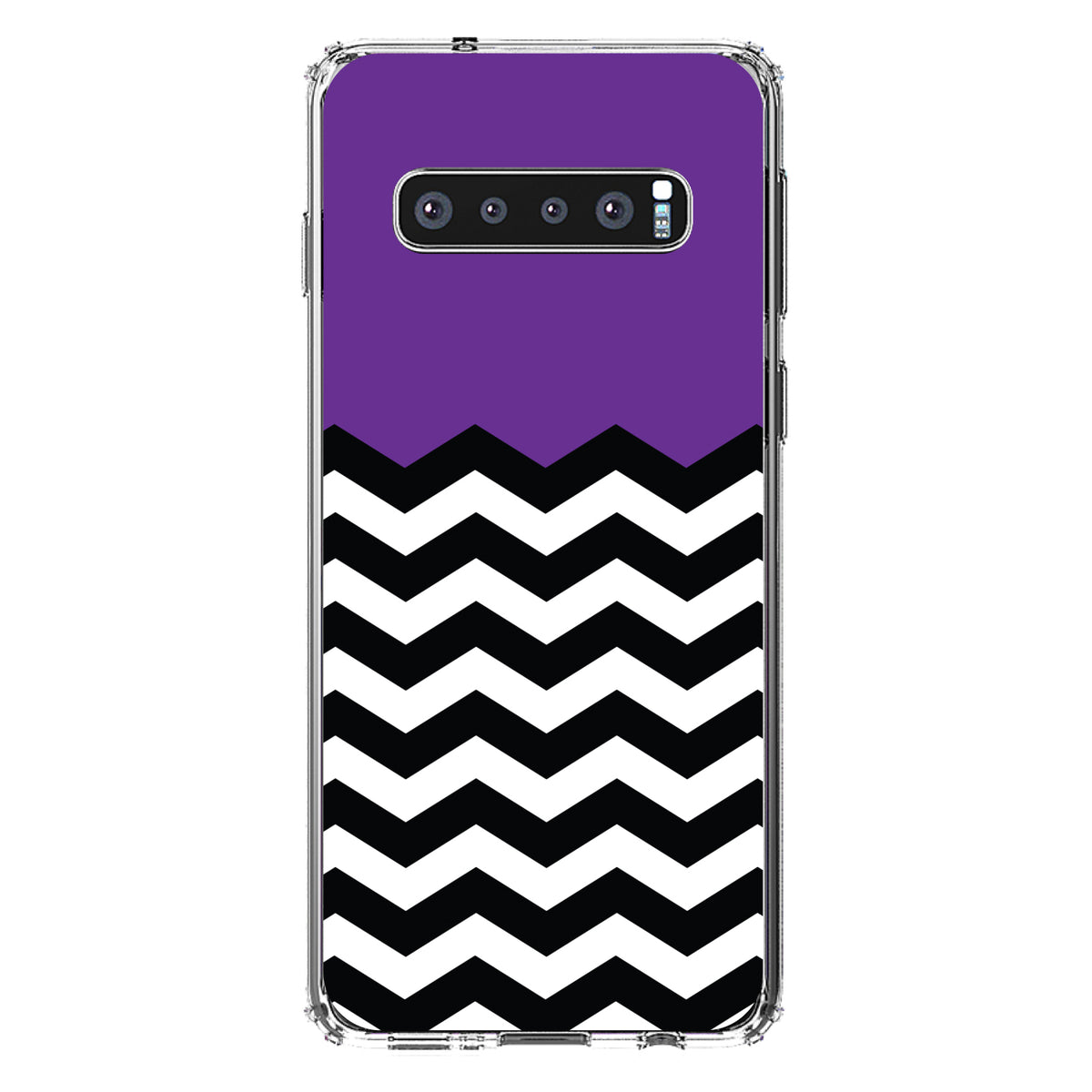 Black White Purple Chevron Clear Shockproof iPhone Case, view 16