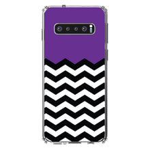 DistinctInk® Clear Shockproof Hybrid Case for Apple iPhone / Samsung Galaxy / Google Pixel - Black White Purple Chevron