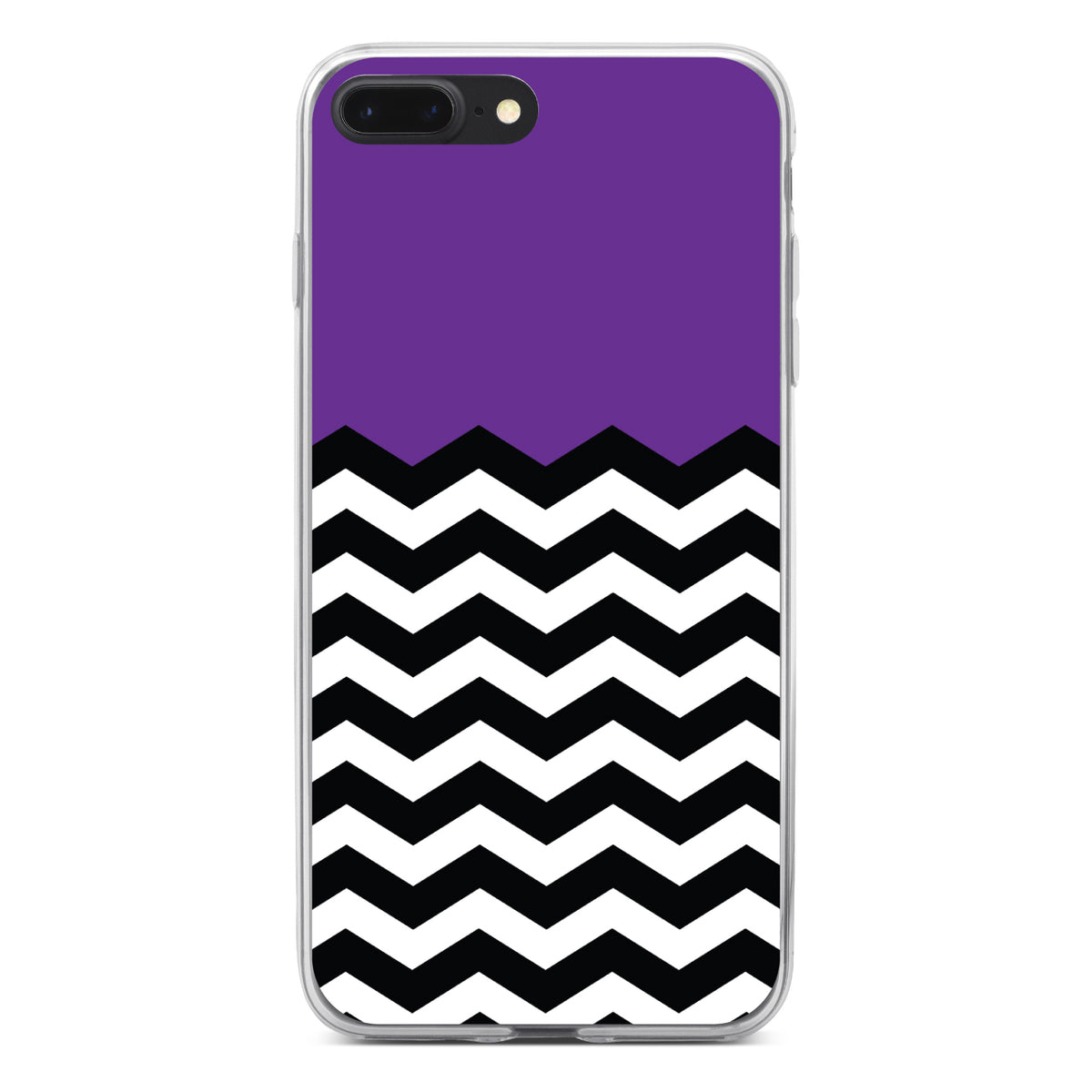 Black White Purple Chevron Clear Shockproof iPhone Case, view 6