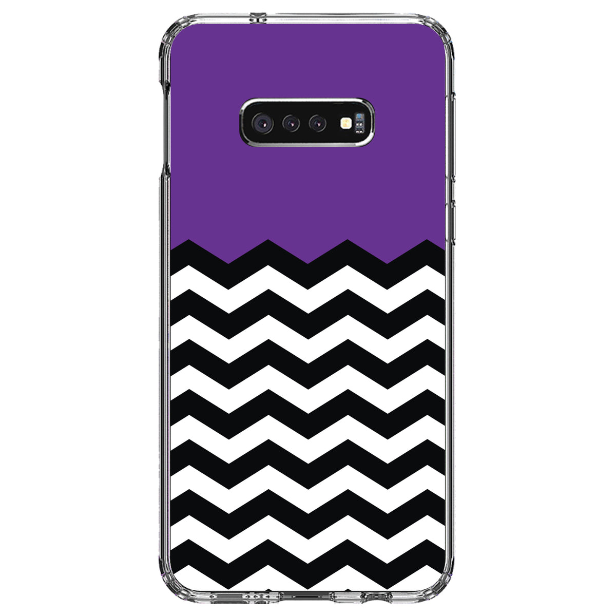 Black White Purple Chevron Clear Shockproof iPhone Case, view 18